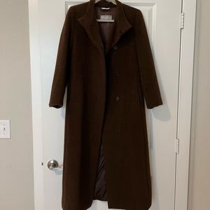 Max Mara Brown Alpaca & Virgin Wool Funnel Neck Coat